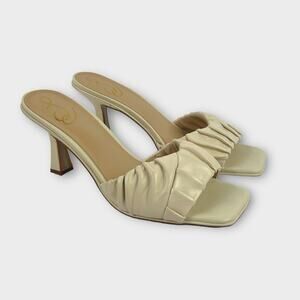 Sam Edelman Kittie Heeled Slide Sandals Cream Size 10.5
